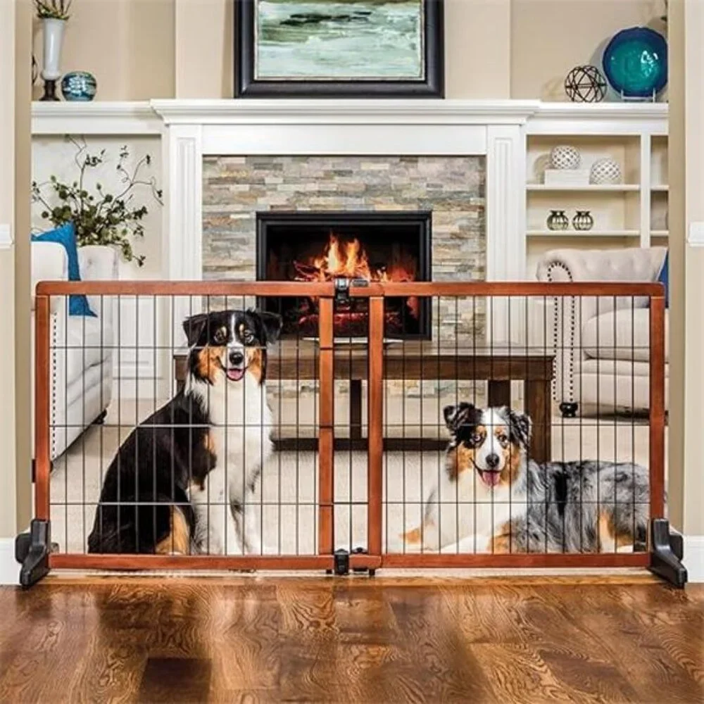 Extra Tall 70-Inch Wide Adjustable Freestanding Pet Gate, Premium Wood (2870 DS)